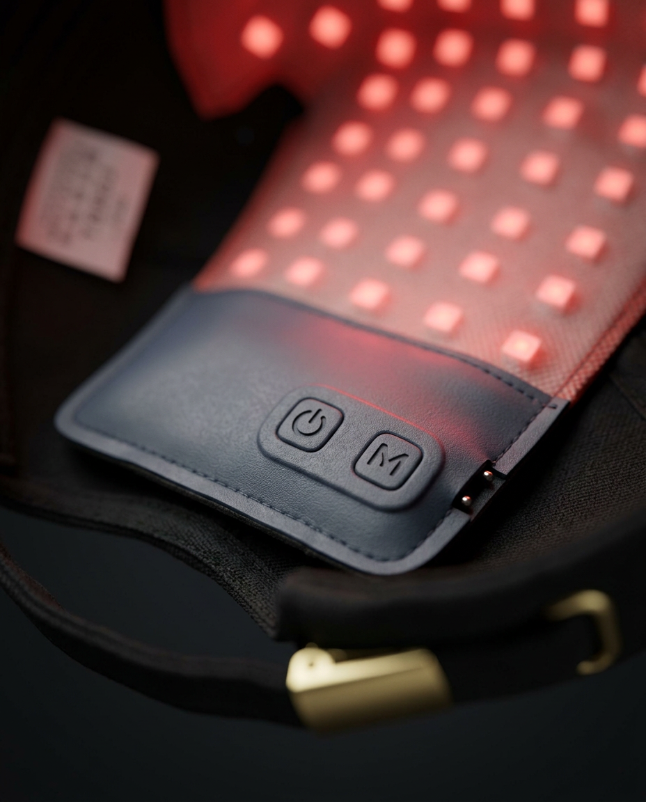Close-up of the removable 48-LED light insert and its control pad