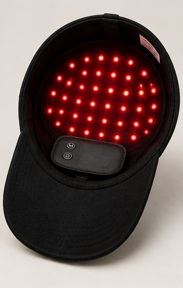 Underside of the Scalura™ cap with the light insert lit